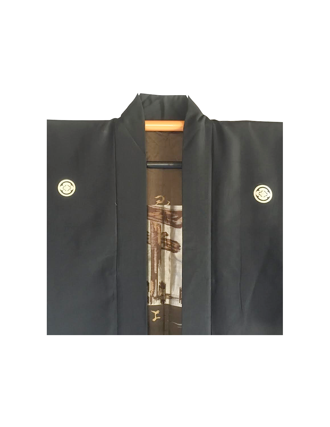 Men's vintage Haori japanese kimono jacket Mokkou Montsuki Torii 