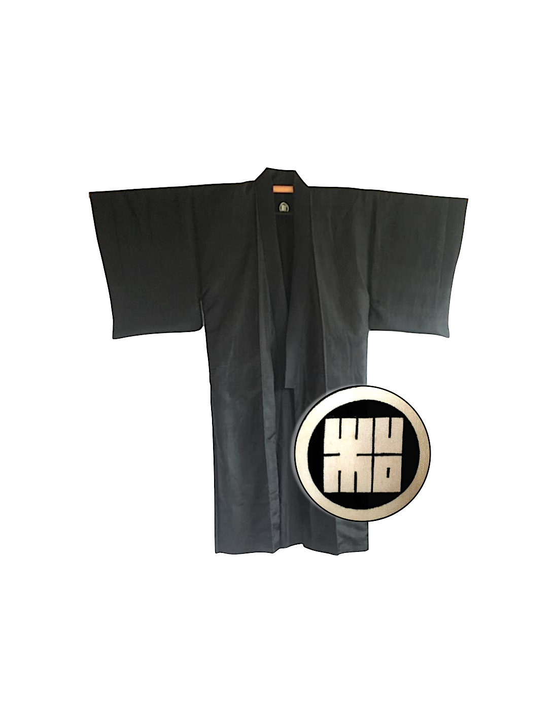 Samurai Crest Rin Montsuki Kenjutsu Iaido Budo Men's Vintage Traditional Japanese Kimono Black Silk Kleding Herenkleding Pyjamas & Badjassen Jurken Made in Japan Martial Arts 