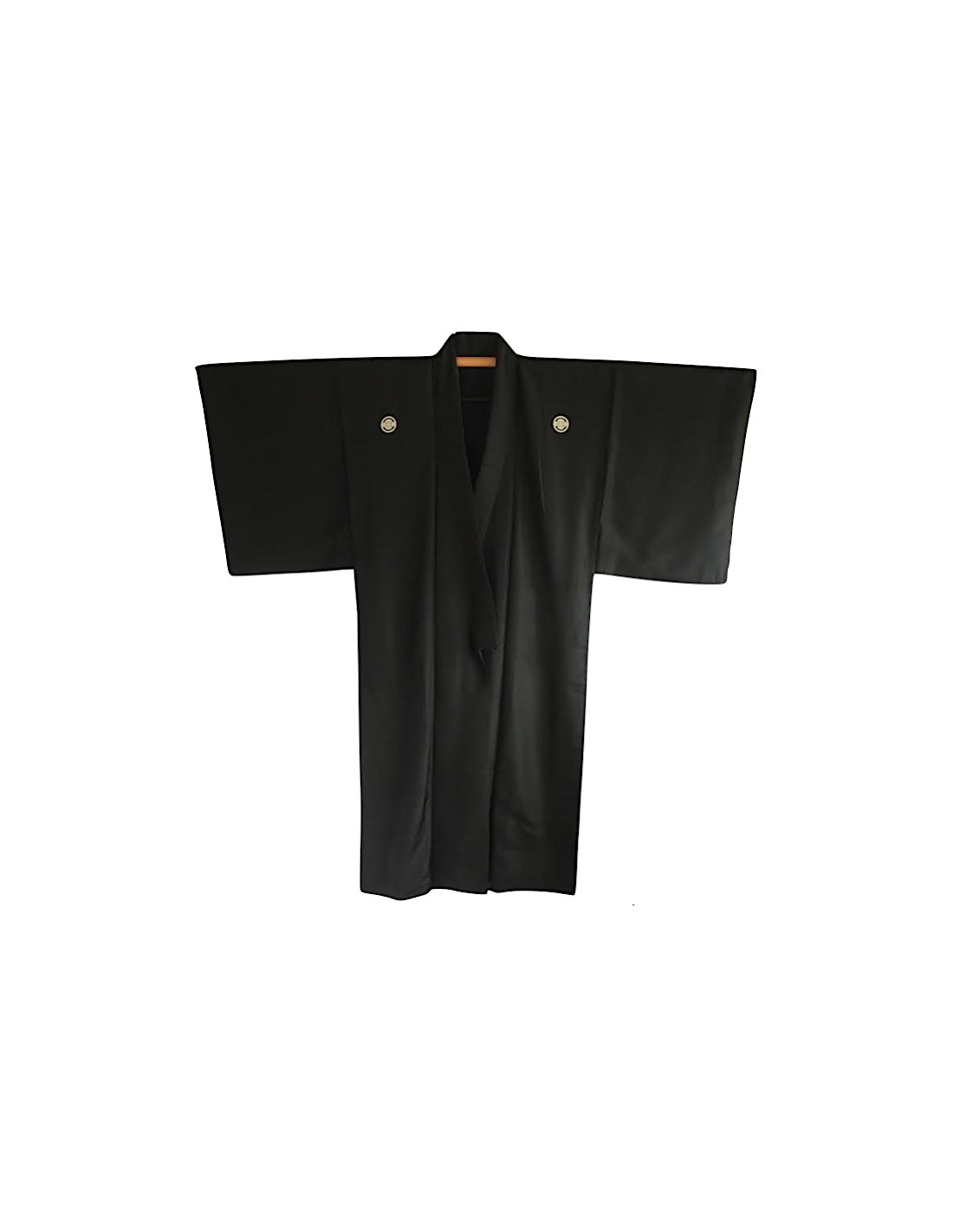 Men's vintage traditional japanese samurai kimono black silk Nobunaga ...