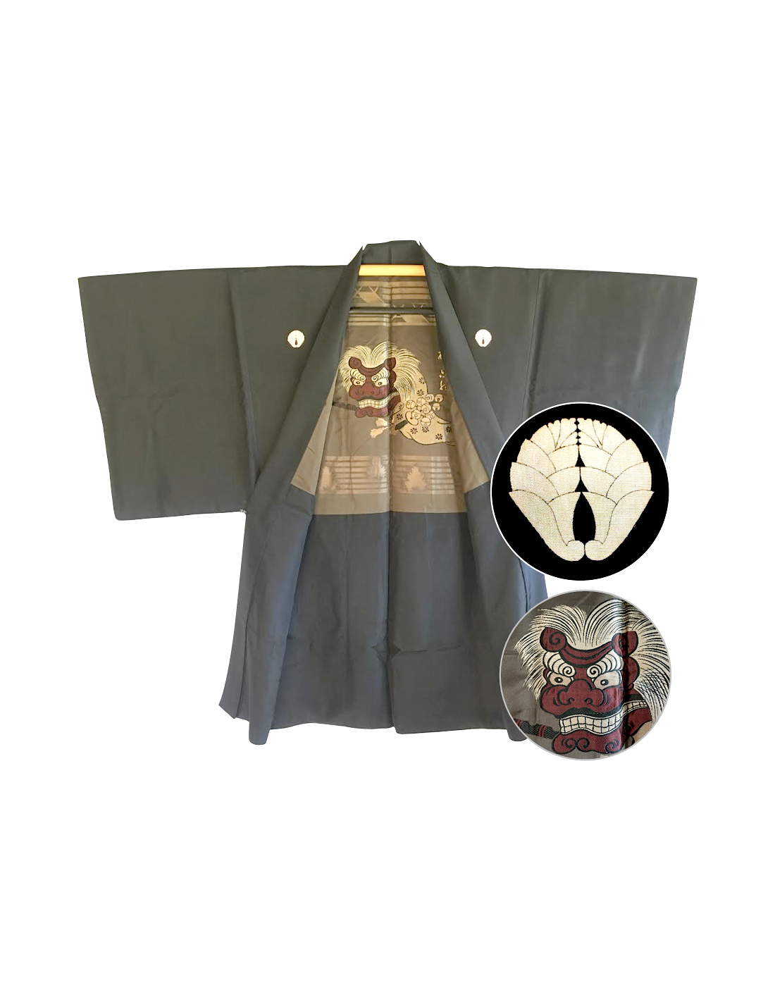 Men's Vintage Haori kimono jacket Takenoko Montsuki Shishi Mai Ise Jingu