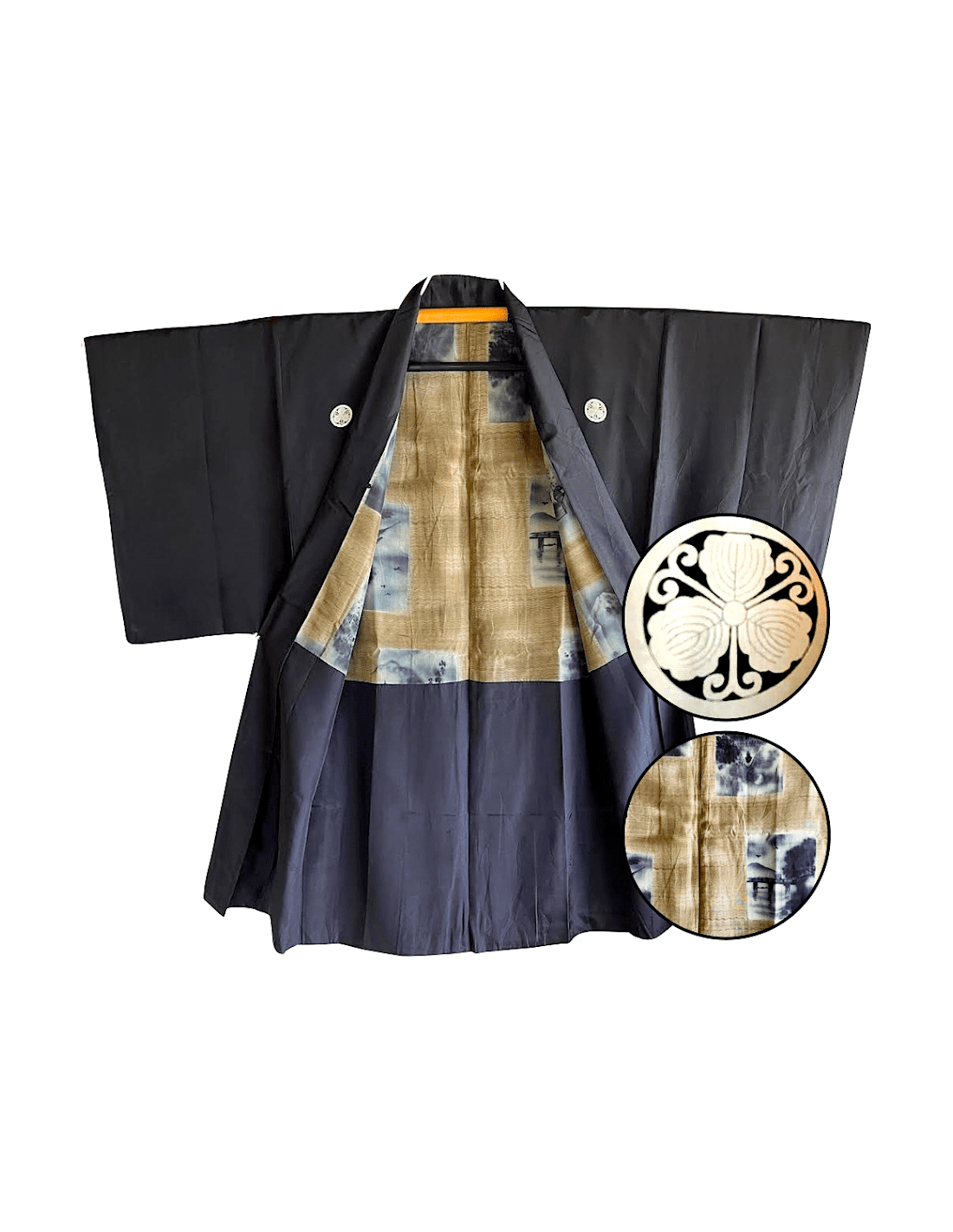 Men's Vintage Haori Kimono Jacket Black Silk Montsuki - Memories of ...
