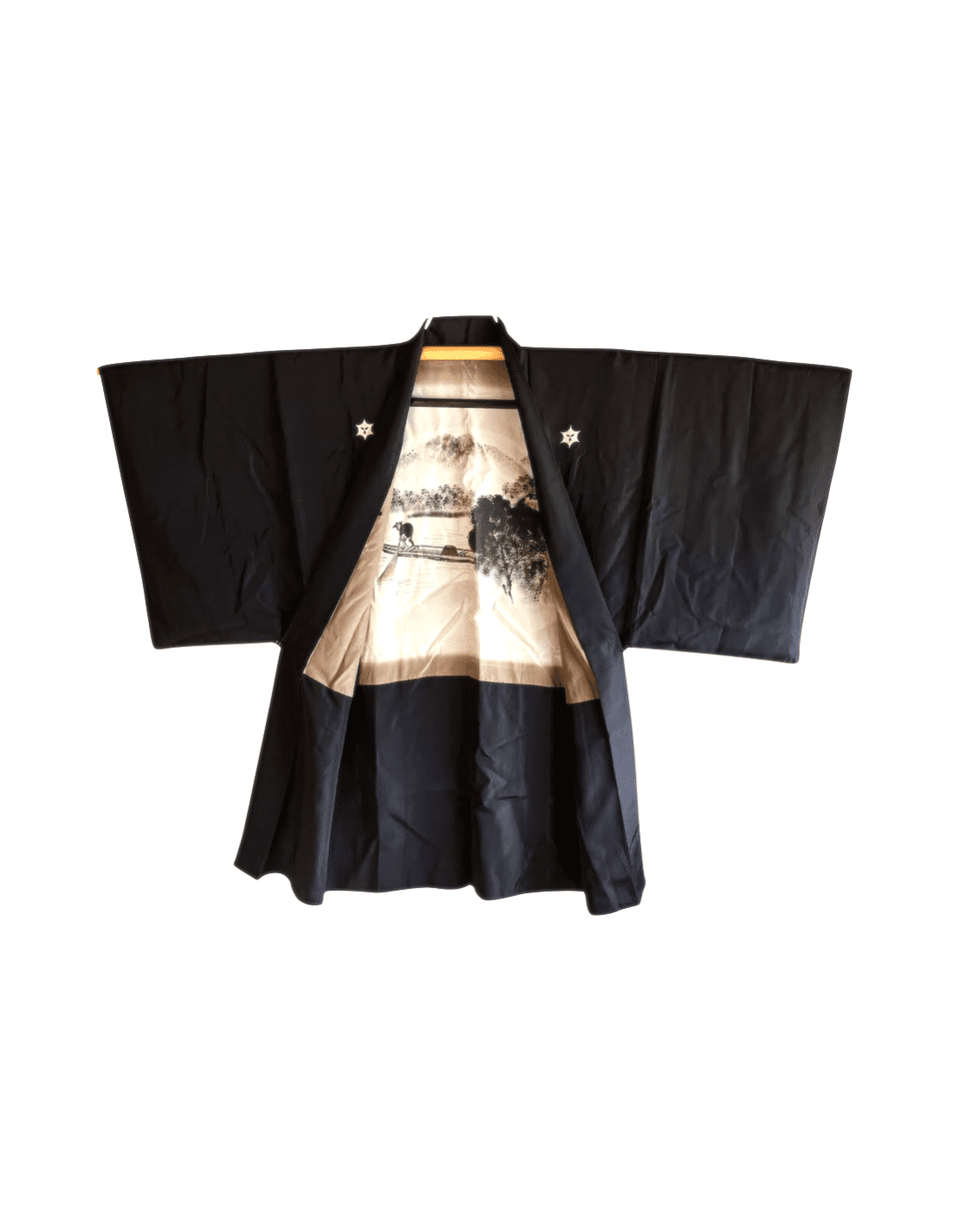 Men's Vintage Haori Kimono Jacket Black Silk Montsuki - Traditional ...