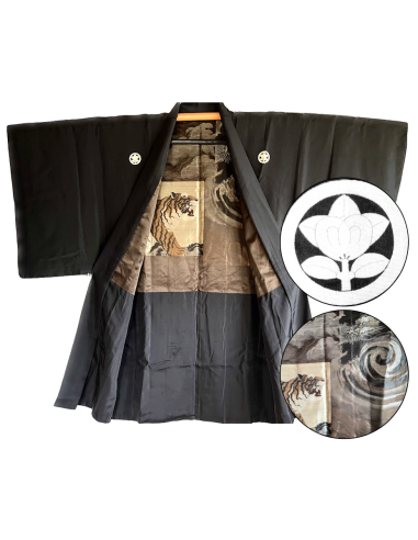 Men's Vintage Haori Kimono Jacket Tiger VS Dragon Made in Japan