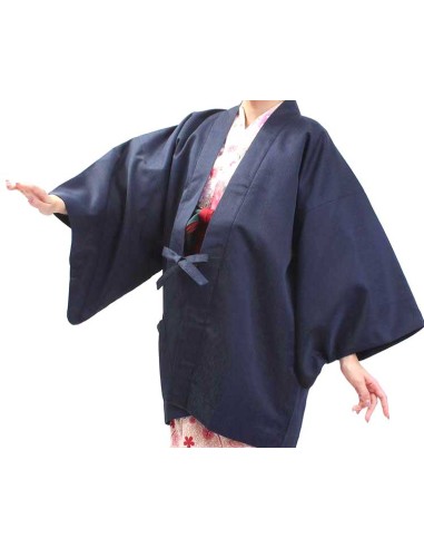 Dark Blue Men’s Silk Kimono Haori Jacket, Nature’s / offers Fels / Monk’s Meditation Motifs, Art Collection