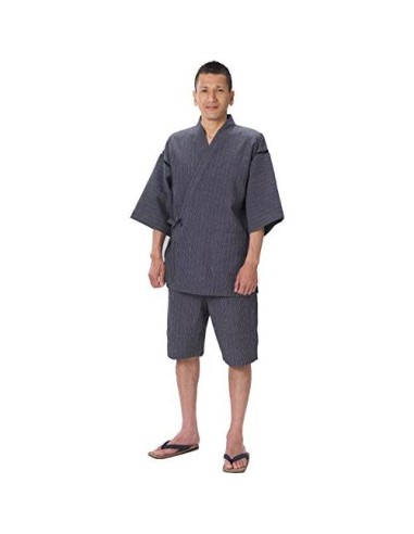 Men Kimono Shirt Pants Set Yukata Tops Elastic Waist Capri Trousers Casual
